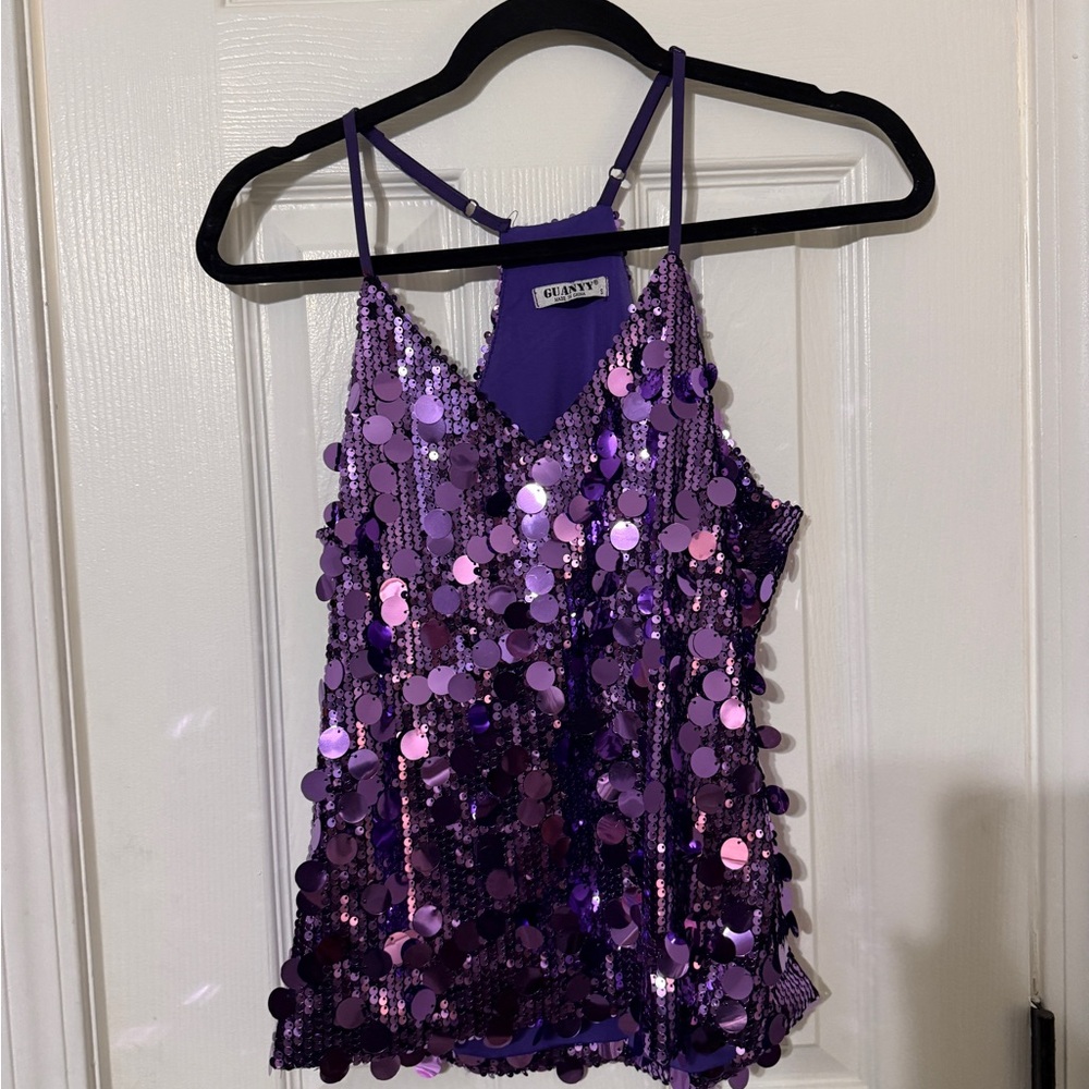 Glamorous Purple Sequin Camisole - Picture 7 of 10